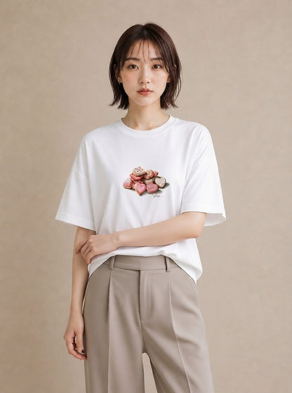 グラフィックTシャツ レディース クッキー 食べ物 フード イラスト モード 買い物 夏コーデ 白T YMAZO