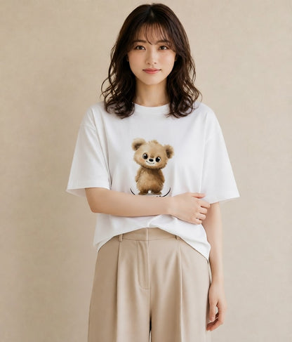 グラフィックTシャツ レディース コアラ 動物 アニマル イラスト カフェコーデ レイヤード 友達ギフト 白T YMAZO