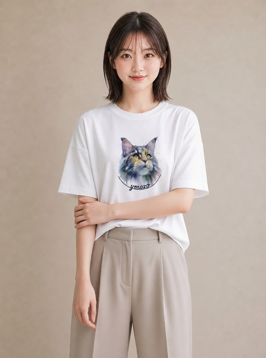 Tシャツ レディース ラグドール 猫 ねこ イラスト ミニマル 母娘コーデ 自分用 白T YMAZO