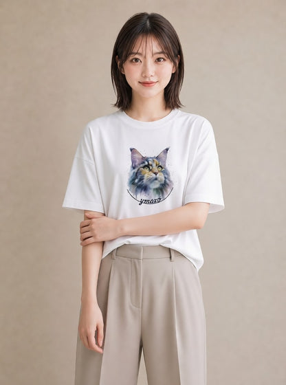 Tシャツ レディース ラグドール 猫 ねこ イラスト ミニマル 母娘コーデ 自分用 白T YMAZO