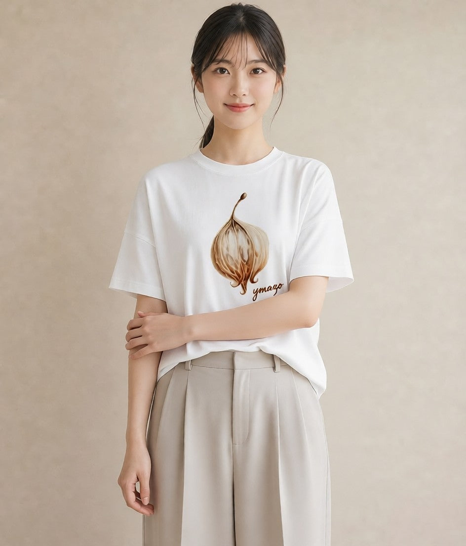 デザインTシャツ レディース どんぐり 植物 ボタニカル イラスト 通勤 在宅 白T YMAZO