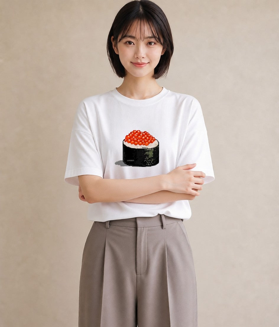 プリントTシャツ レディース お寿司 食べ物 フード イラスト ペアコーデ 秋コーデ 白T YMAZO