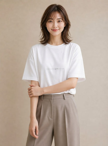 プリントTシャツ レディース 幾何学 ミニマル ジオメトリック イラスト 可愛い カフェ巡り 女子会 白T YMAZO