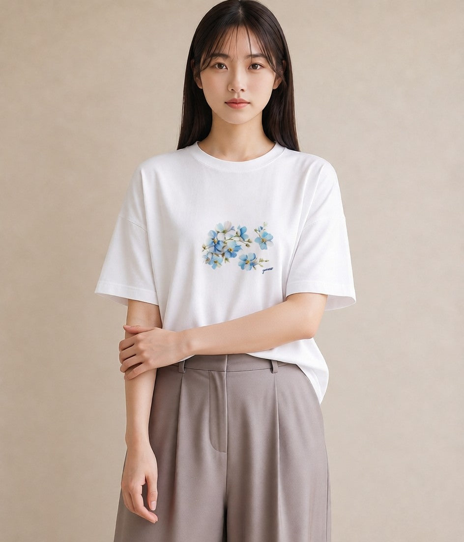 デザインTシャツ レディース 花 花柄 イラスト シック 女性 旅行用 白T YMAZO
