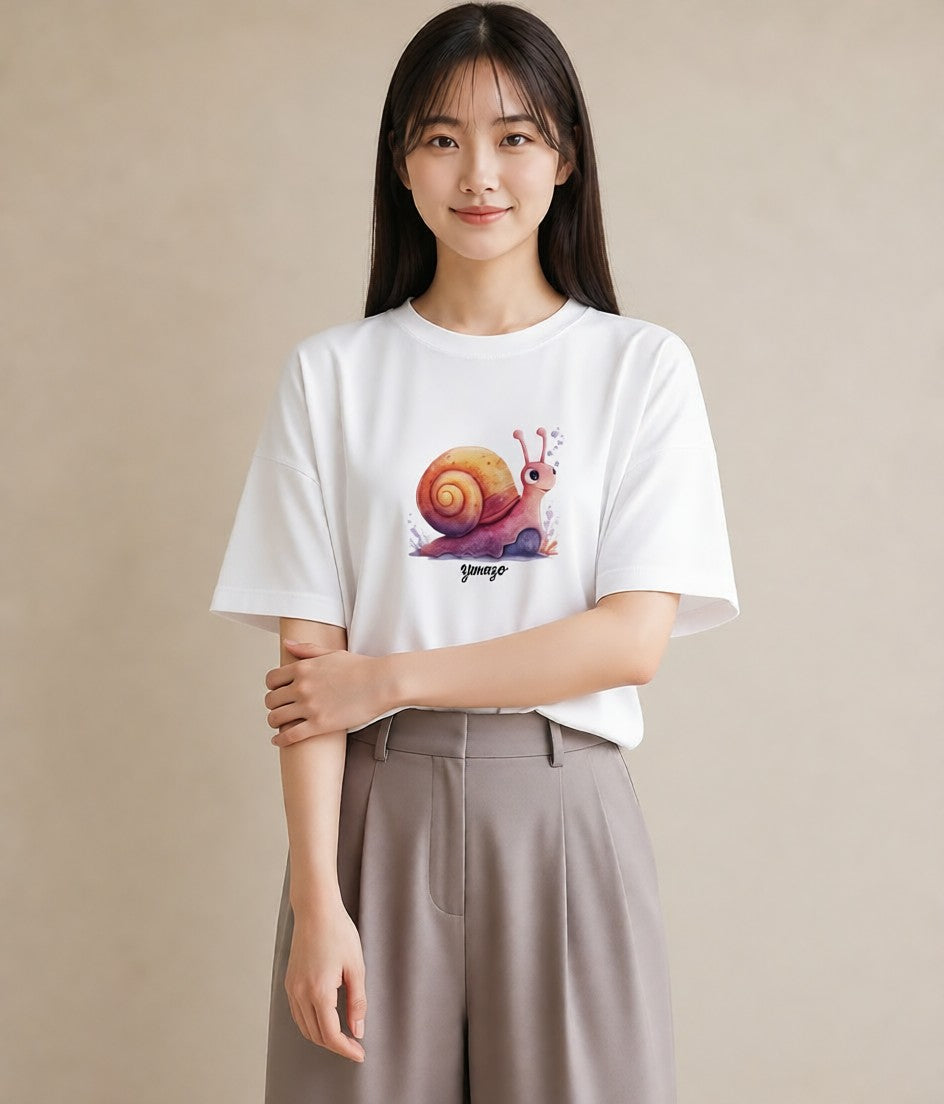 プリントTシャツ レディース ヤドカリ 海の生き物 海 イラスト 北欧風 姉妹 送別ギフト 白T YMAZO
