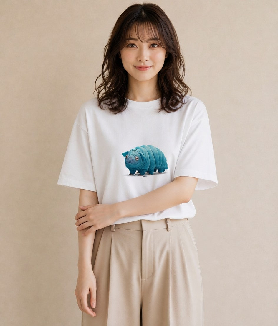半袖Tシャツ レディース ダンゴムシ 昆虫 虫 イラスト カフェコーデ 女性向けギフト 散歩 白T YMAZO