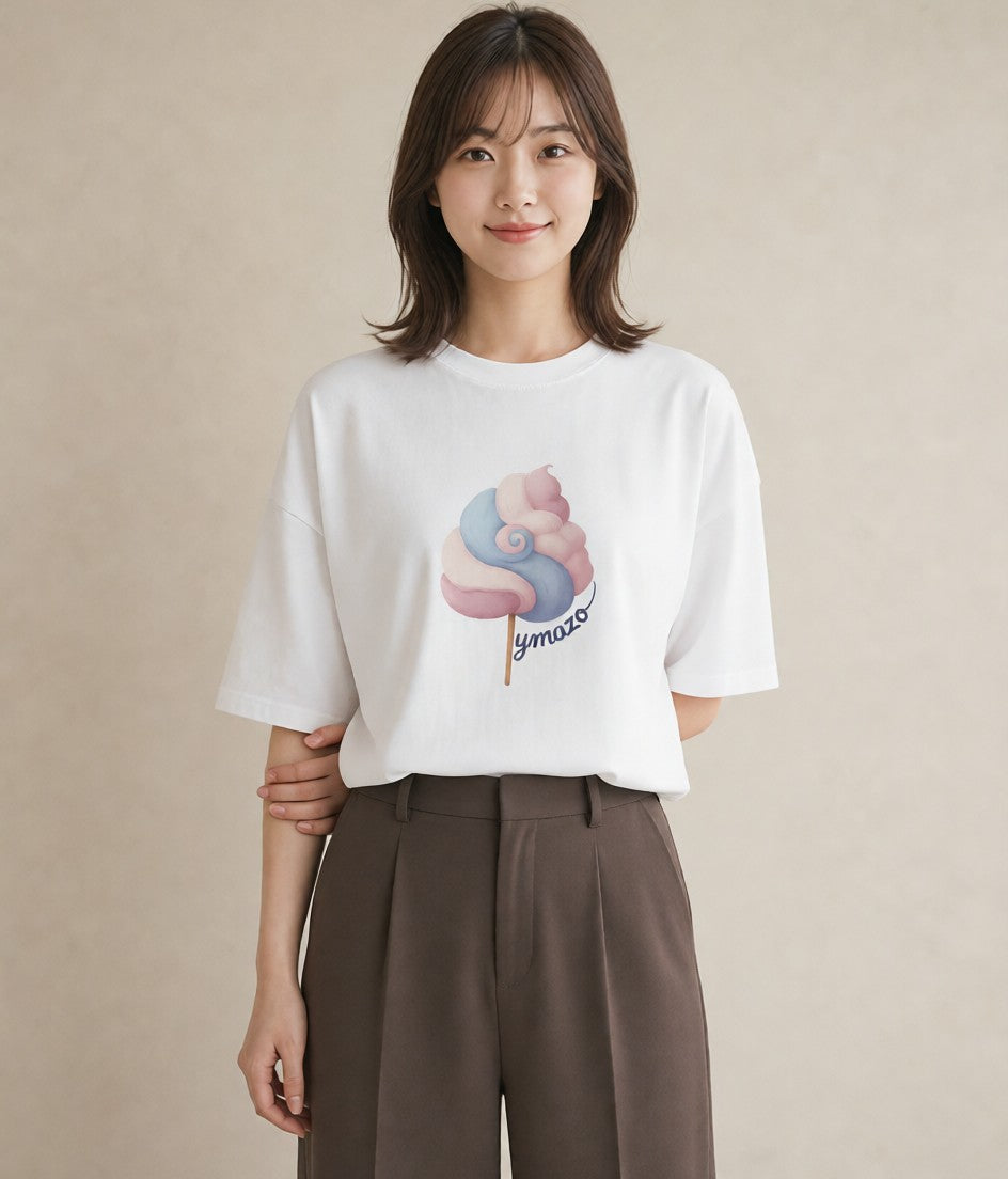 デザインTシャツ レディース キャンディ 食べ物 フード イラスト 可愛い 20代 カジュアルコーデ 白T YMAZO