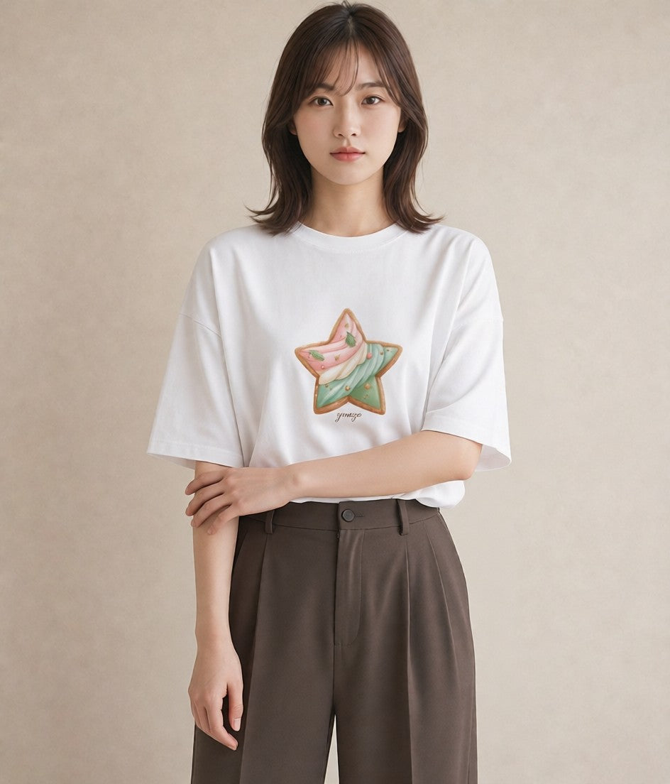 半袖Tシャツ レディース チョコ 食べ物 フード イラスト モード 休日 ペアコーデ 白T YMAZO