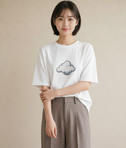 グラフィックTシャツ レディース 空 星空 宇宙 イラスト フェミニン 女子会 お揃い 白T YMAZO