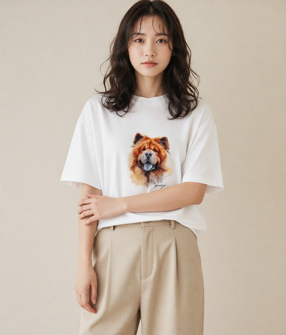 プリントTシャツ レディース 柴犬 しばいぬ 犬 いぬ イラスト 休日コーデ 親子 20代 白T YMAZO