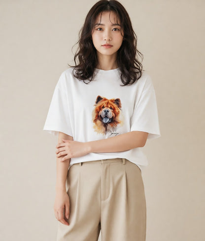 プリントTシャツ レディース 柴犬 しばいぬ 犬 いぬ イラスト 休日コーデ 親子 20代 白T YMAZO
