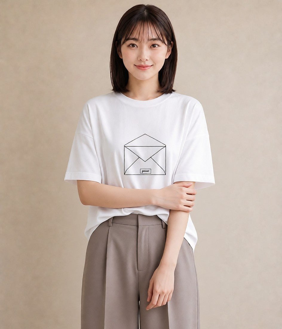 半袖Tシャツ レディース 封蝋 手紙 アンティーク ナチュラル イラスト 母の日 ビーチ 白T YMAZO