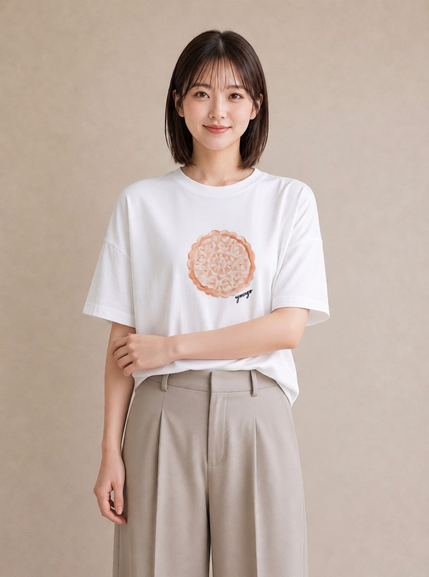 半袖Tシャツ レディース ベーグル 食べ物 フード イラスト シック ホワイトデー 春服 白T YMAZO