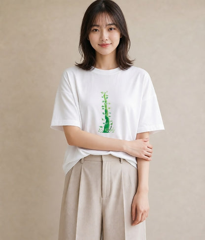 Tシャツ レディース 盆栽 植物 ボタニカル イラスト きれいめカジュアル 旅行用 海 白T YMAZO
