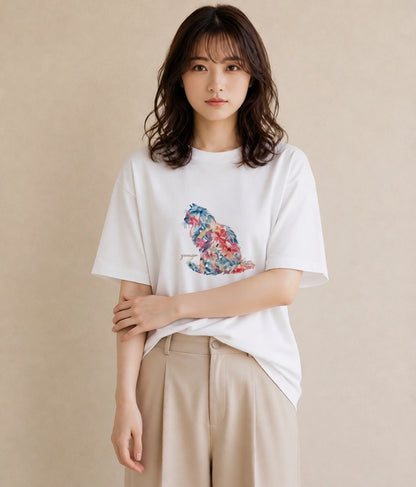 Tシャツ レディース ブリティッシュショートヘア 猫 ねこ イラスト シック ミセス 春コーデ 白T YMAZO