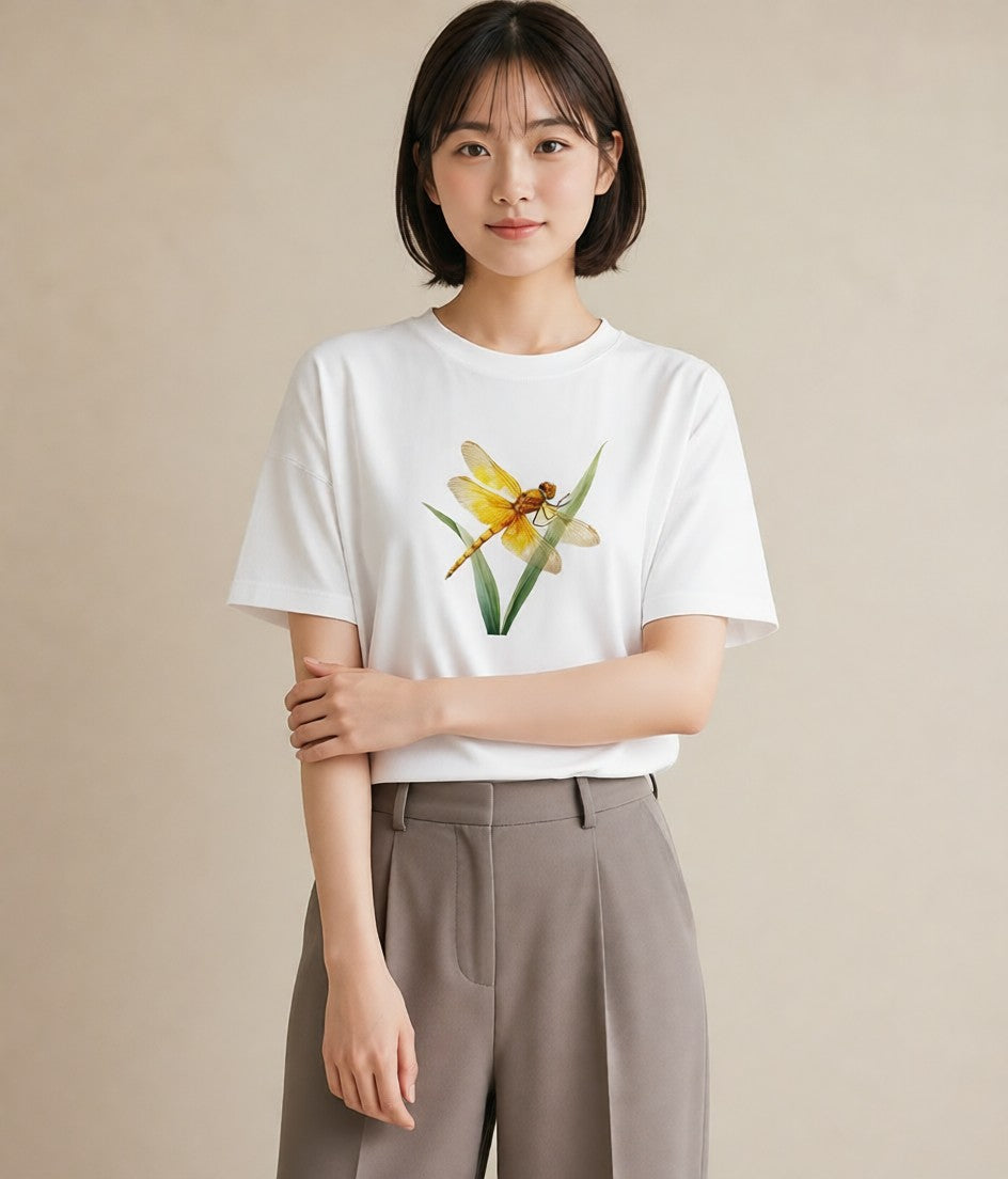 グラフィックTシャツ レディース ホタル 昆虫 虫 イラスト 通勤 在宅 白T YMAZO
