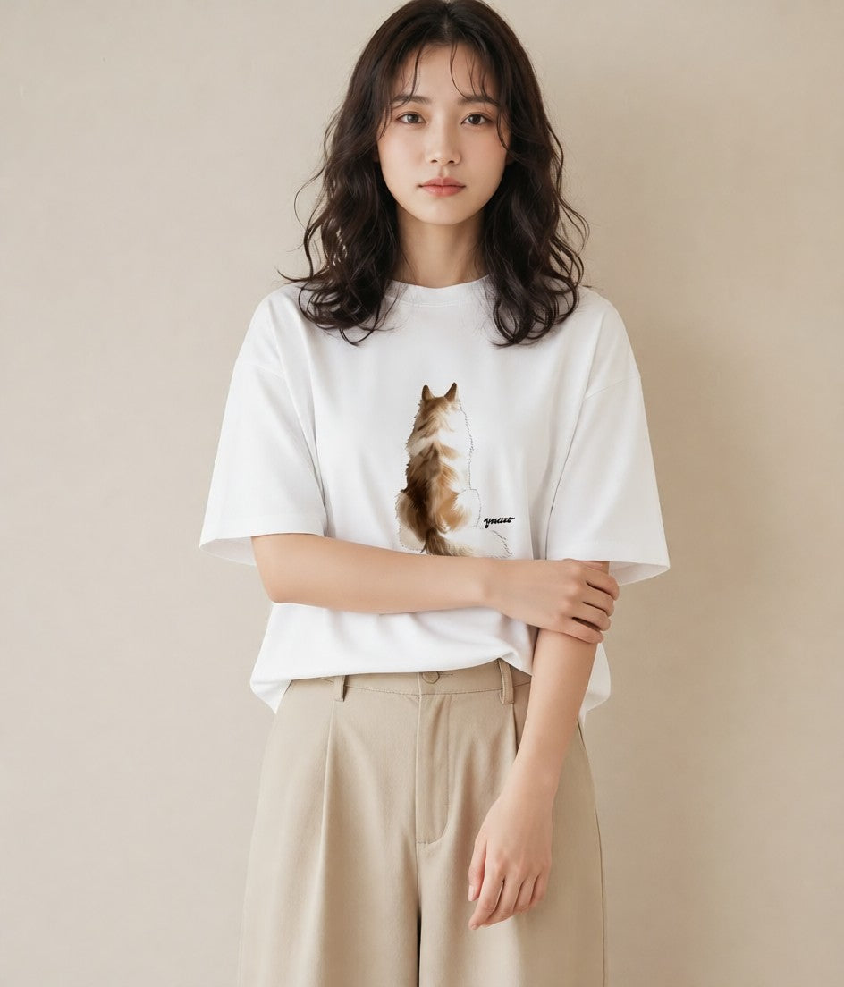 Tシャツ レディース 愛犬 犬 いぬ イラスト こなれ感 ギフト 母の日 白T YMAZO