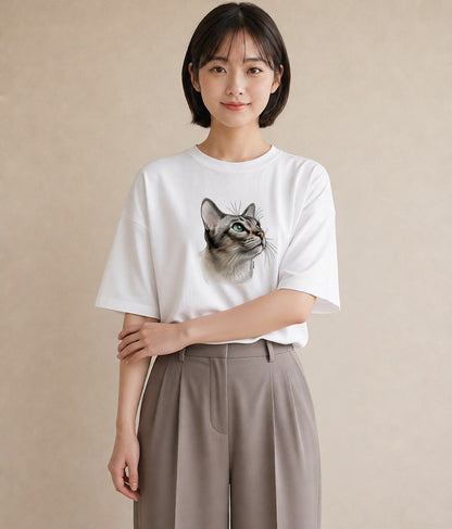 Tシャツ レディース ラグドール 猫 ねこ イラスト ゆるコーデ ビーチ デイリーウェア 白T YMAZO