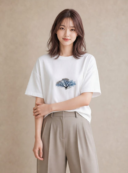 Tシャツ レディース 雨上がりのベンチ ベンチ ナチュラル アンティーク イラスト 手描き風 クリスマス 旅行 白T YMAZO