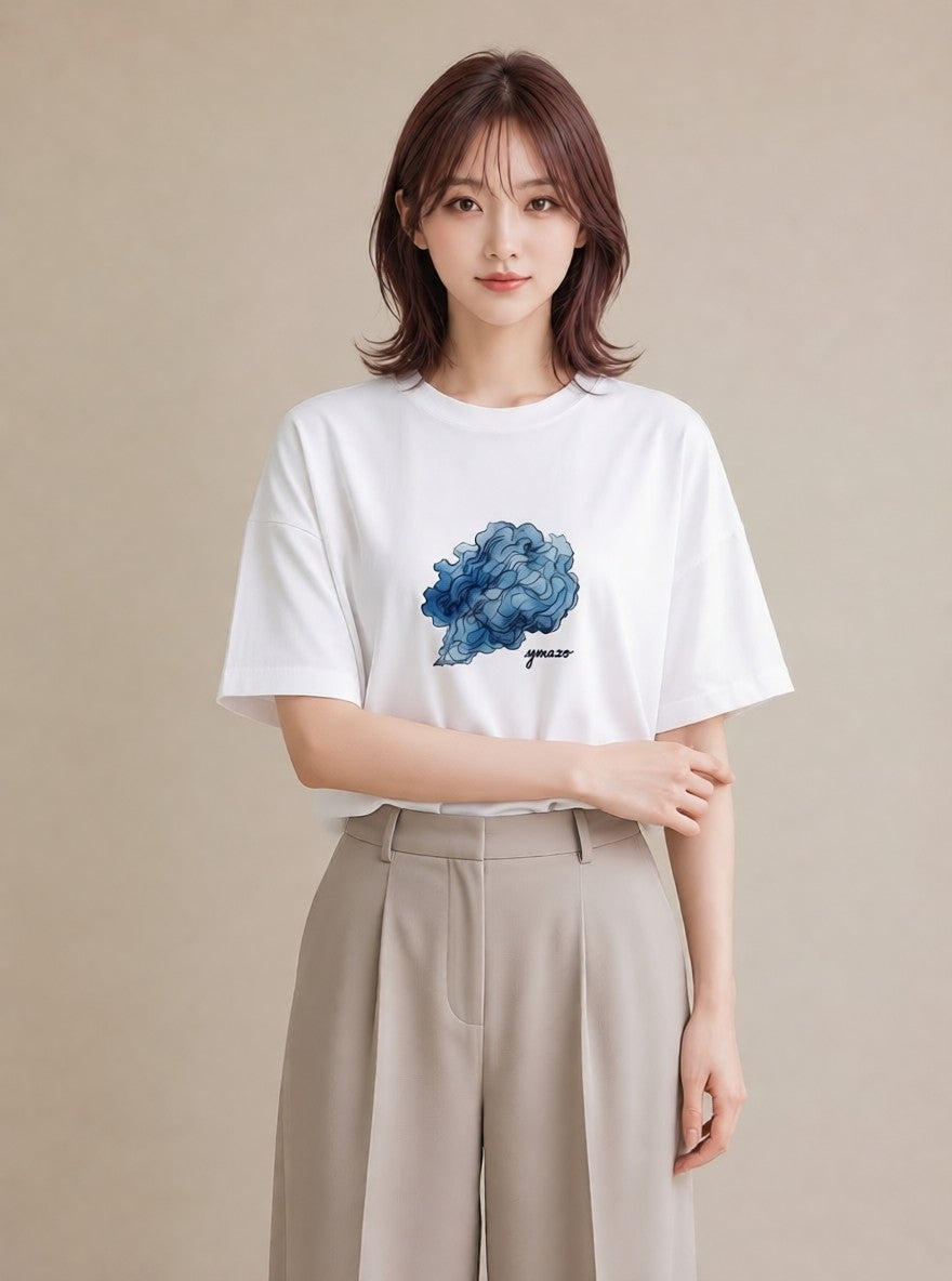半袖Tシャツ レディース 蟹座 星空 宇宙 イラスト 淡色 クリスマス 旅行 白T YMAZO