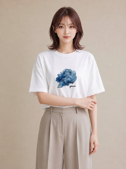 半袖Tシャツ レディース 蟹座 星空 宇宙 イラスト 淡色 クリスマス 旅行 白T YMAZO