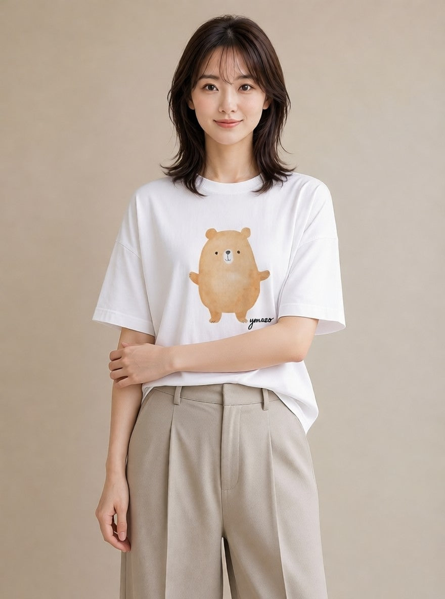 半袖Tシャツ レディース コアラ 動物 アニマル イラスト シンプル レイヤード 友達ギフト 白T YMAZO