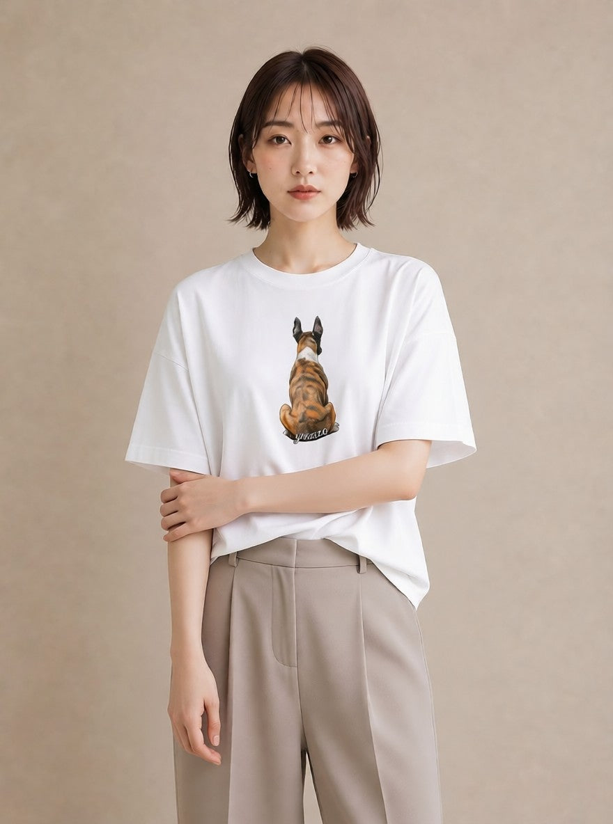 グラフィックTシャツ レディース 保護犬 犬 いぬ イラスト 手描き風 母娘コーデ 自分用 白T YMAZO