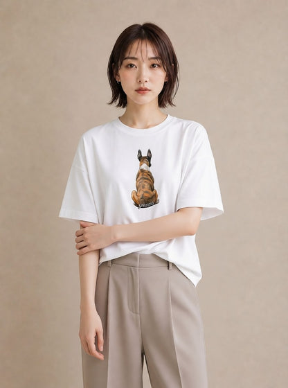グラフィックTシャツ レディース 保護犬 犬 いぬ イラスト 手描き風 母娘コーデ 自分用 白T YMAZO