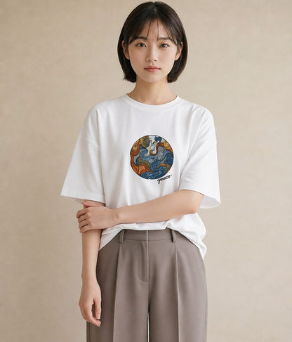 グラフィックTシャツ レディース 海 星空 宇宙 イラスト 淡色 お揃い 親子 白T YMAZO