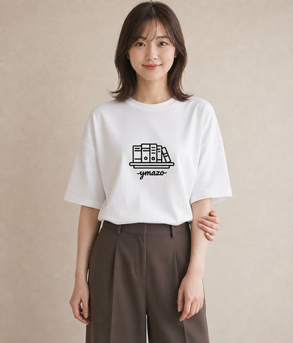 半袖Tシャツ レディース 本 読書 ブック イラスト デート 帰省 白T YMAZO