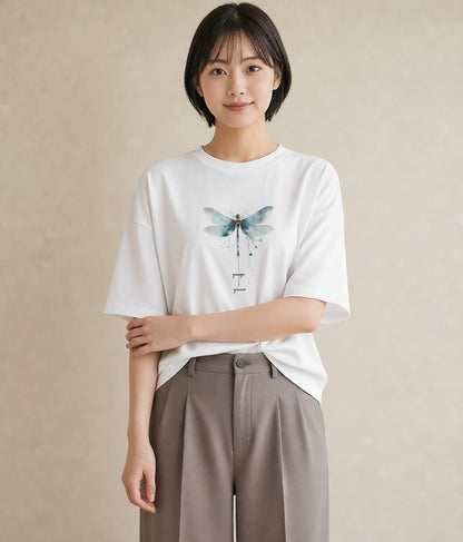 グラフィックTシャツ レディース ホタル 昆虫 虫 イラスト アート風 ギフト 母の日 白T YMAZO