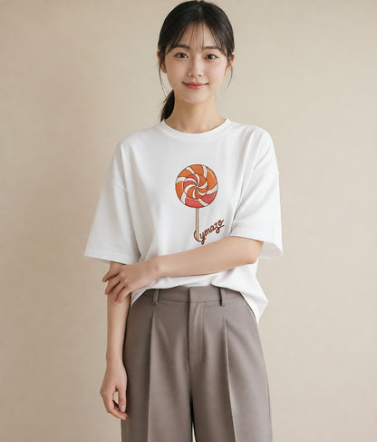 デザインTシャツ レディース だんご 食べ物 フード イラスト ガーリー 在宅 公園 白T YMAZO