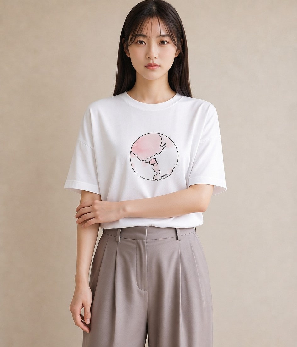 グラフィックTシャツ レディース 牡羊座 星空 宇宙 イラスト ヴィンテージ風 カフェ巡り 女子会 白T YMAZO