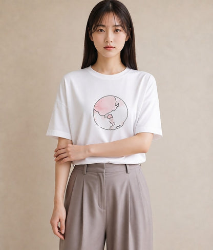グラフィックTシャツ レディース 牡羊座 星空 宇宙 イラスト ヴィンテージ風 カフェ巡り 女子会 白T YMAZO