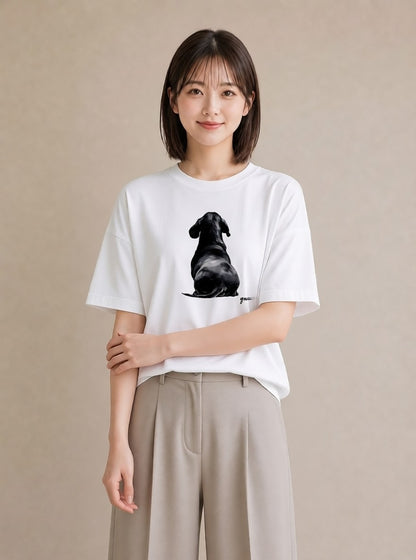 グラフィックTシャツ レディース 犬好き 犬 いぬ イラスト 親子 20代 白T YMAZO