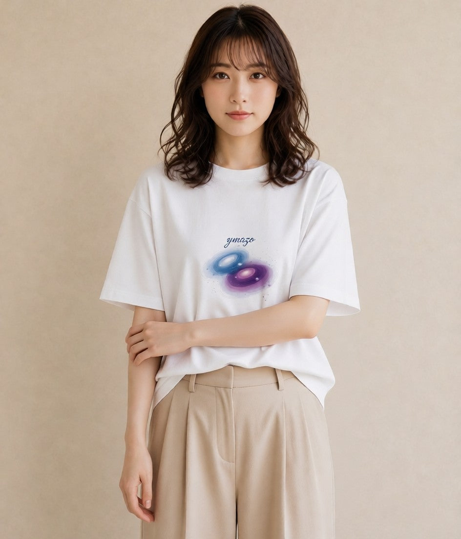 グラフィックTシャツ レディース 天の川 星空 宇宙 イラスト カフェコーデ 女性向けギフト 散歩 白T YMAZO