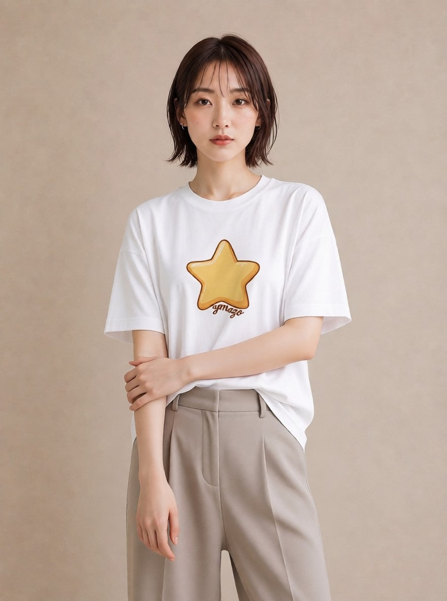 デザインTシャツ レディース スター 星空 宇宙 イラスト ガーリー 女性向けギフト 散歩 白T YMAZO