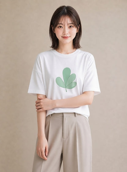 プリントTシャツ レディース ユーカリ 植物 ボタニカル イラスト モード 部屋着 女性向けギフト 白T YMAZO