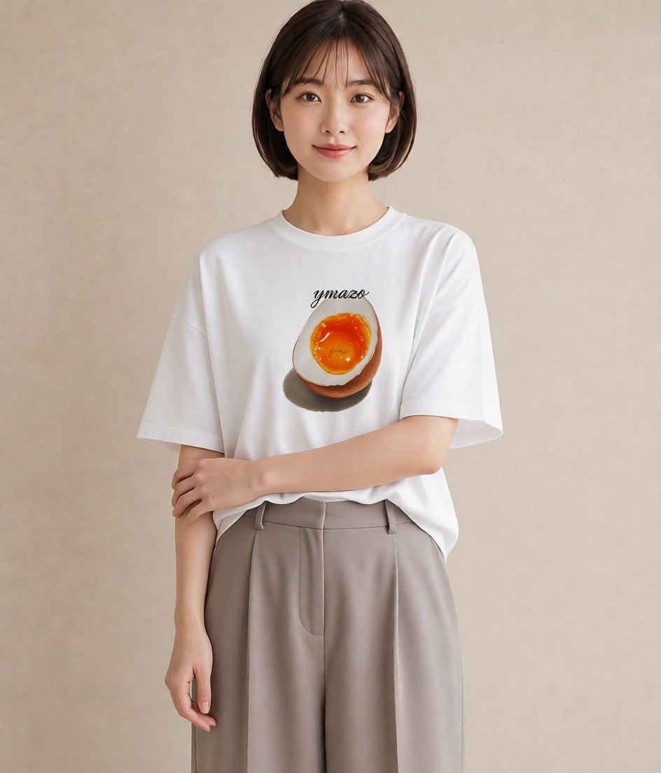 プリントTシャツ レディース 目玉焼き 食べ物 フード イラスト こなれ感 在宅 公園 白T YMAZO