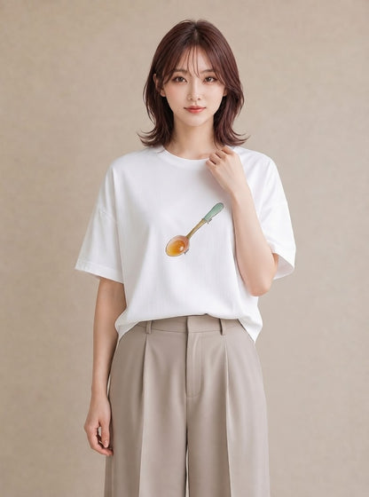 Tシャツ レディース パフェ 食べ物 フード イラスト きれいめカジュアル 誕生日プレゼント 綿100 白T YMAZO