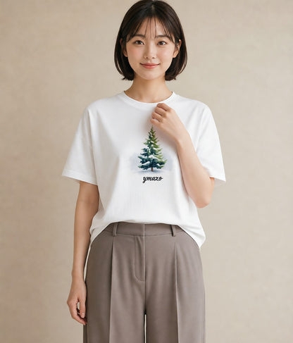 グラフィックTシャツ レディース 雪 星空 宇宙 イラスト ヴィンテージ風 秋コーデ おしゃれギフト 白T YMAZO