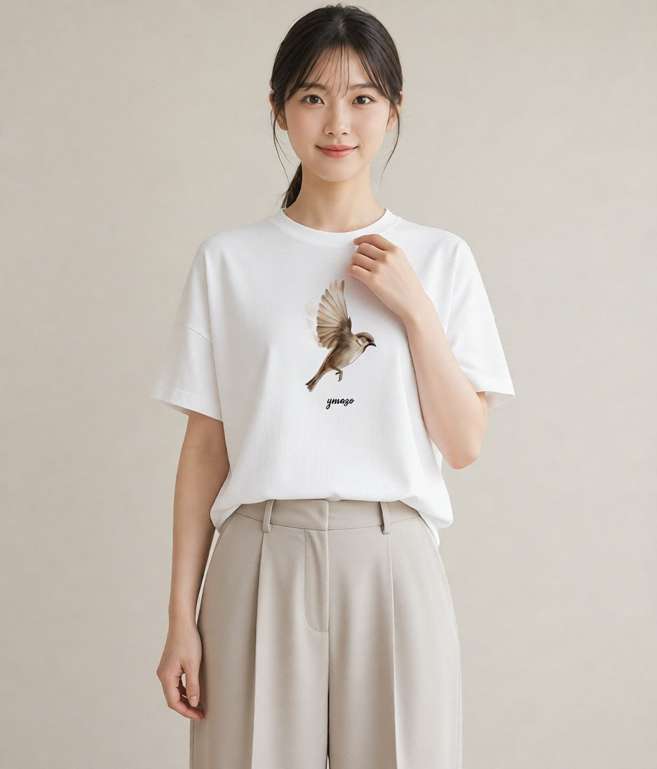 半袖Tシャツ レディース 桜文鳥 ペット 動物 イラスト 普段使い 母娘コーデ 自分用 白T YMAZO