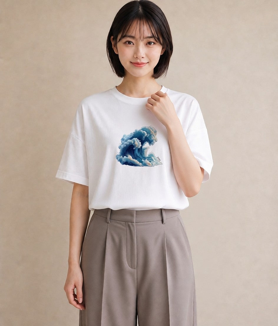 デザインTシャツ レディース 海 星空 宇宙 イラスト レトロ 公園 ママ 白T YMAZO