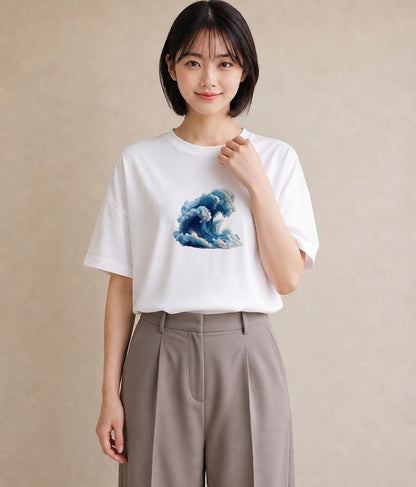 デザインTシャツ レディース 海 星空 宇宙 イラスト レトロ 公園 ママ 白T YMAZO