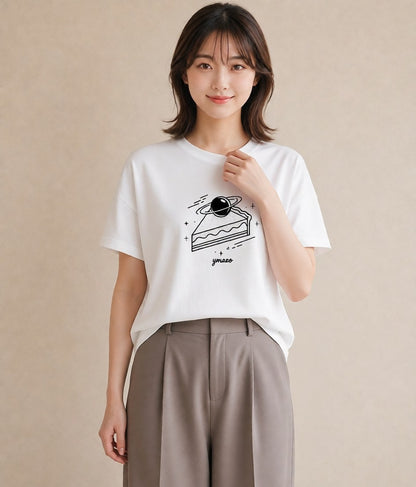 半袖Tシャツ レディース スイーツ お菓子 デザート イラスト ラフ 親子 20代 白T YMAZO