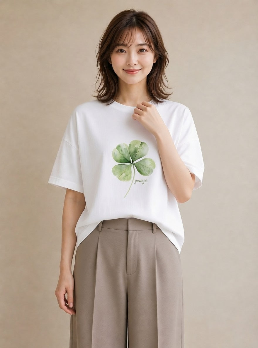 デザインTシャツ レディース 扇子 そよ風 ナチュラル アンティーク イラスト 手描き風 女性向けギフト 散歩 白T YMAZO
