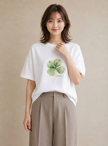 デザインTシャツ レディース 扇子 そよ風 ナチュラル アンティーク イラスト 手描き風 女性向けギフト 散歩 白T YMAZO