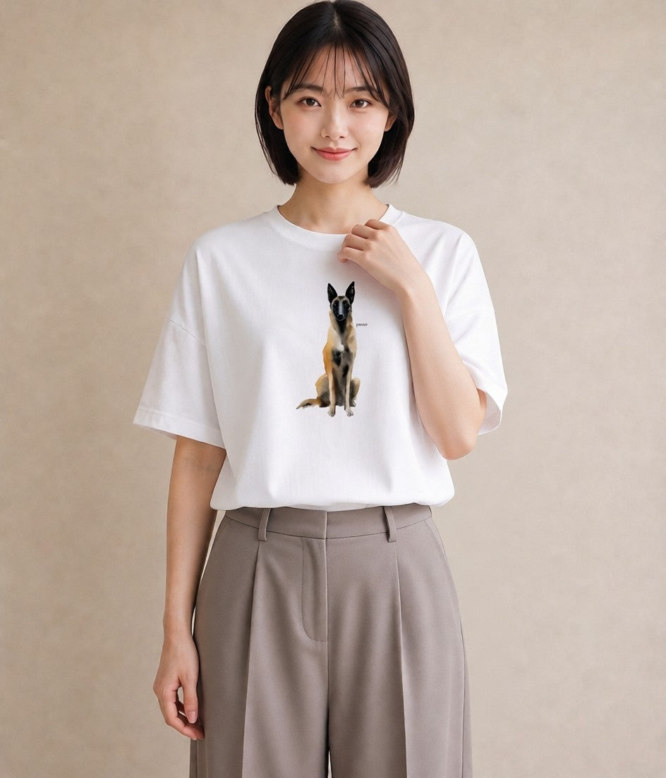 Tシャツ レディース ジャーマンシェパード 犬 いぬ イラスト 上品 送別ギフト 通勤 白T YMAZO