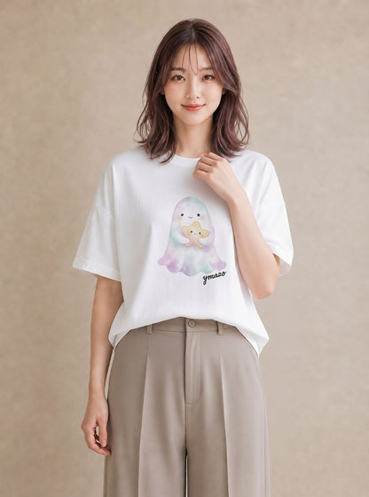 半袖Tシャツ レディース アザラシ 動物 アニマル イラスト シンプル 20代 カジュアルコーデ 白T YMAZO
