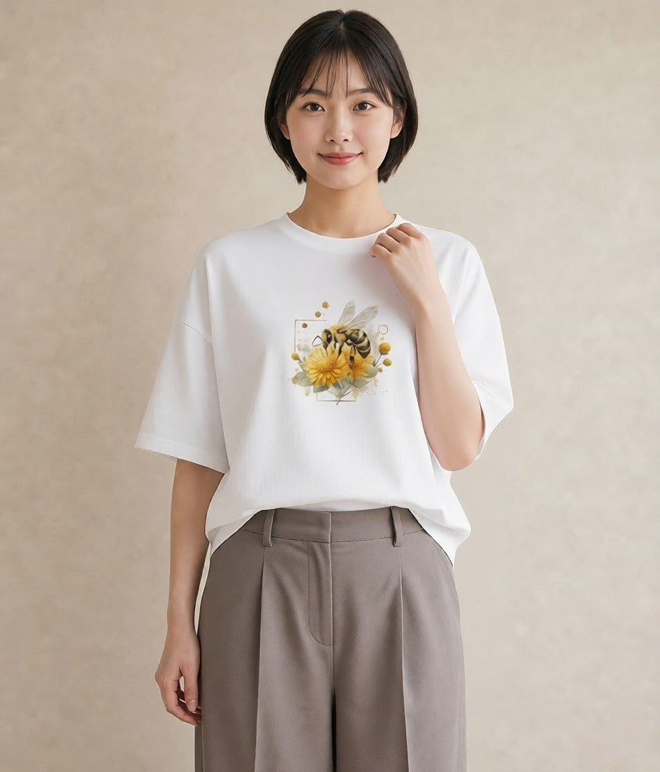 Tシャツ レディース ハニー 食べ物 フード イラスト フェミニン 母の日 ビーチ 白T YMAZO